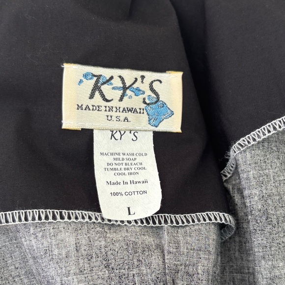 Vintage KY’s Hawaii Floral Iris Black Cotton Sleeveless Maxi Dress Tiki Aloha - Picture 3 of 13